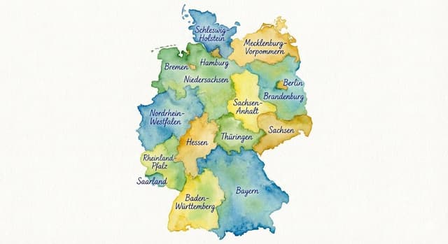 Watercolor map of Germany with labeled states — output
