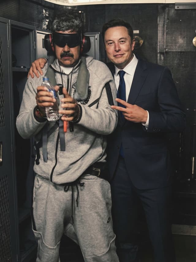 Humorous Portrait of Elon Musk and Venezuela President in Tactical Gear — output