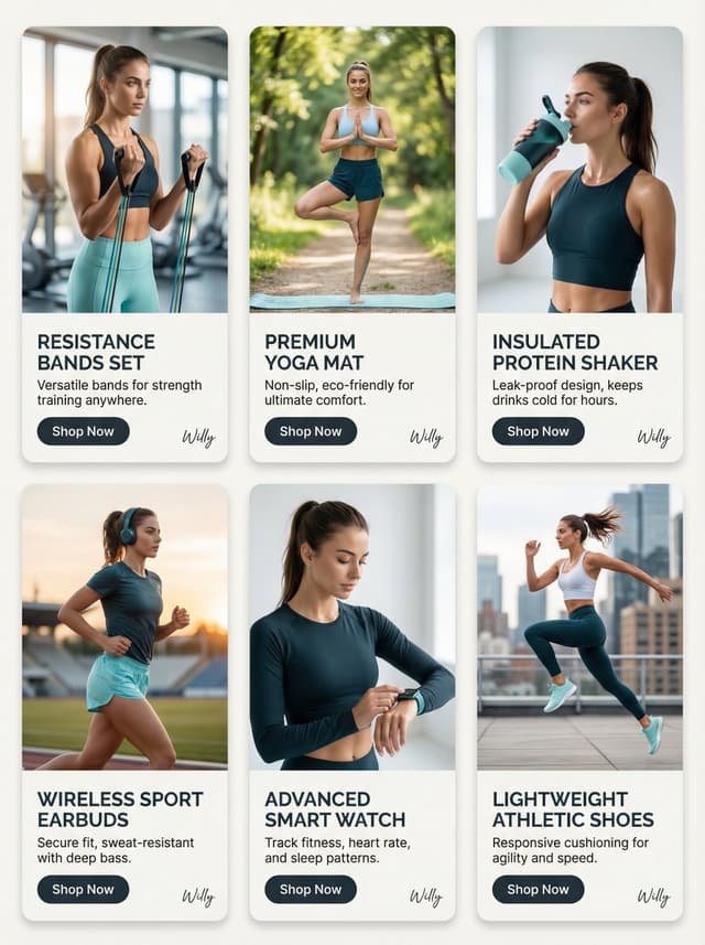 Fitness Product Showcase Card Grid Prompt — output