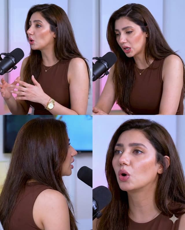 YouTube Thumbnail - Mahira Khan 2x2 Collage Podcast Interview Prompt — output
