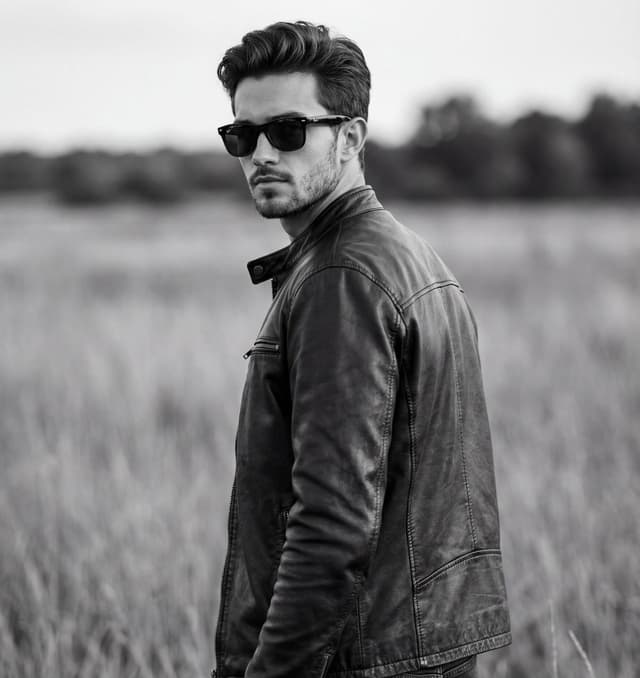 Cinematic Black and White Biker Portrait — output