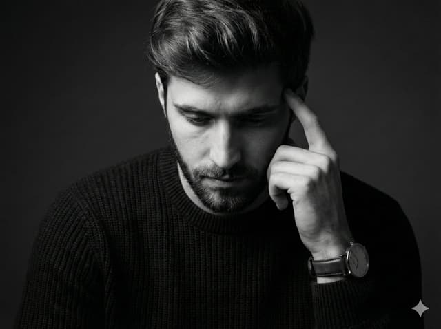 Monochrome Pensive Male Portrait (Fine Art Style) — output