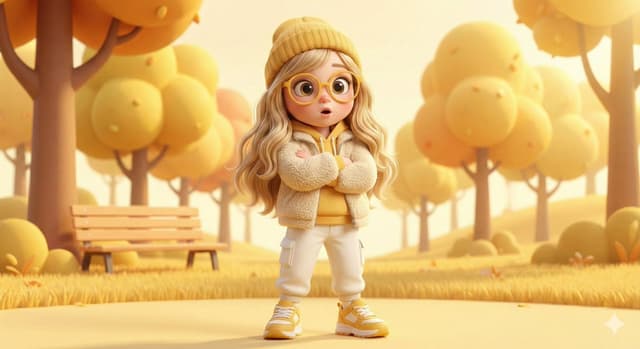 Game Asset - Pixar-style 3D character of a cheerful girl in yellow — output