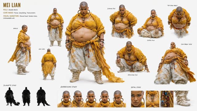 Comic / Storyboard - Shaolin Monk Character Sheet — output