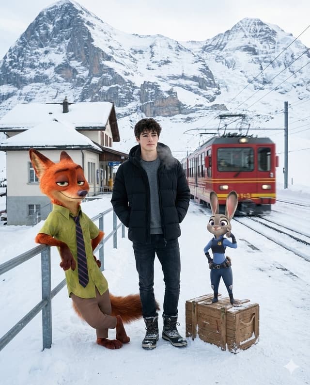 Cinematic Alpine Travel with Zootopia Characters — output