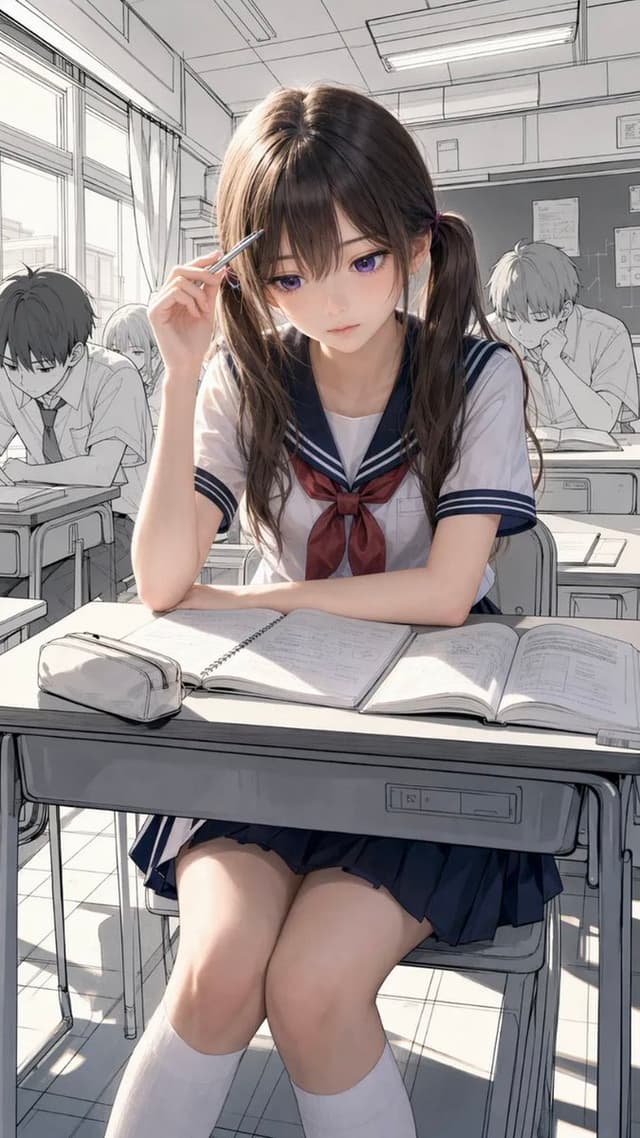 Profile / Avatar - Semi-Real Anime Girl in Sketch Classroom — output