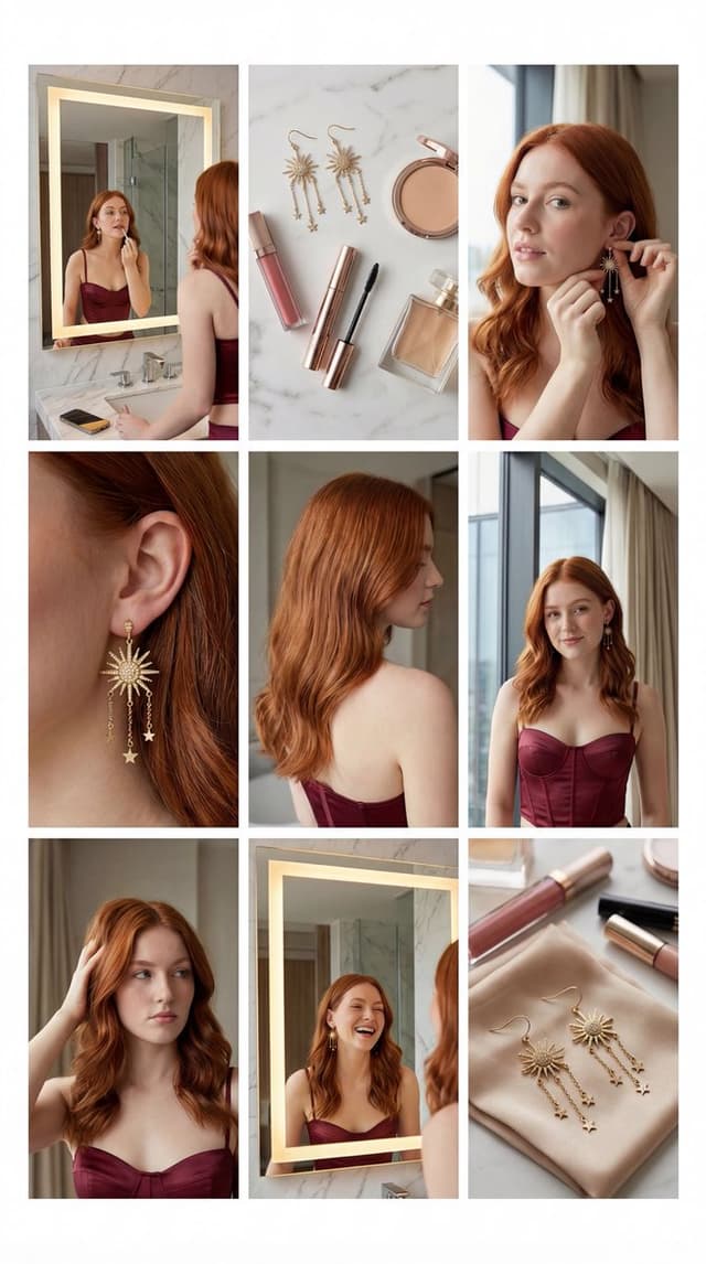 Social Media Post - 3x3 Collage of Beauty Product Flat Lays and Portraits — output