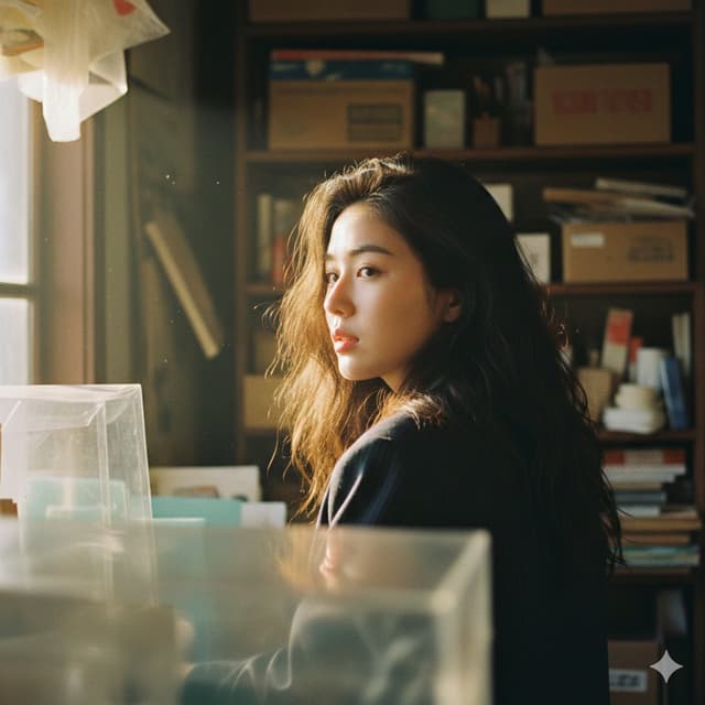 Cinematic Portrait with Strong Backlighting and Foreground Clutter — output