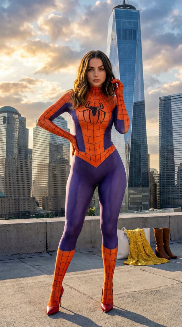 Social Media Post - Photorealistic Spider-Girl Portrait with Voluminous Anatomy — output