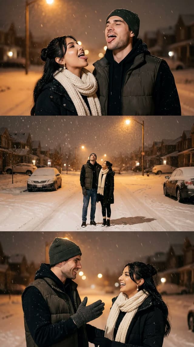 Cinematic Winter Night Couple Triptych — output