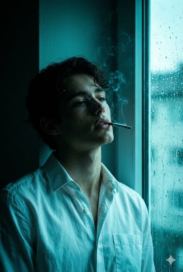 Cinematic Melancholy Portrait in Turquoise — output