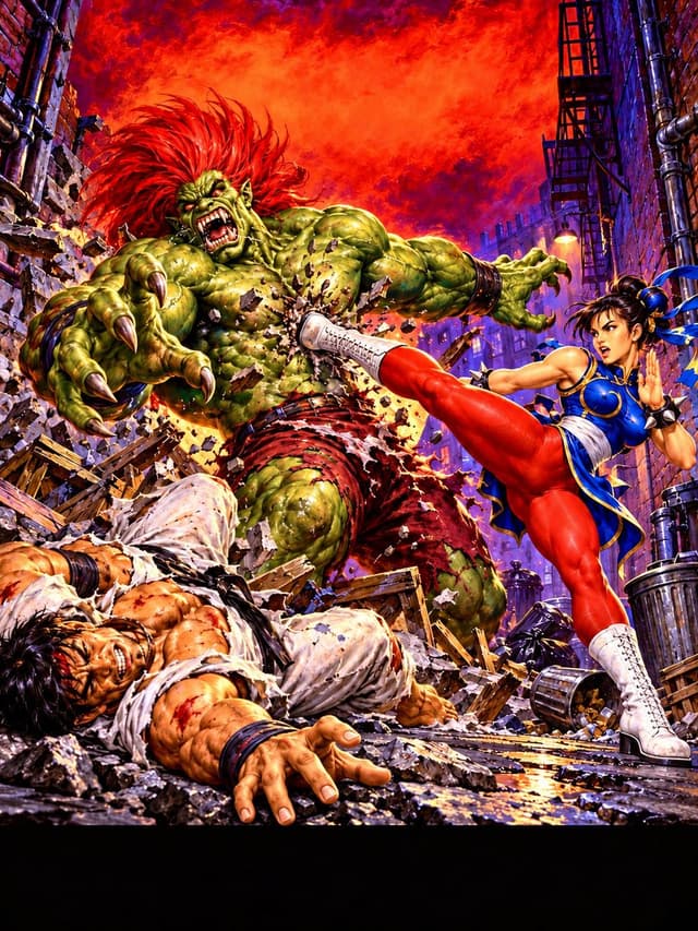 Comic / Storyboard - Chun-Li Kicks Giant Monster — output
