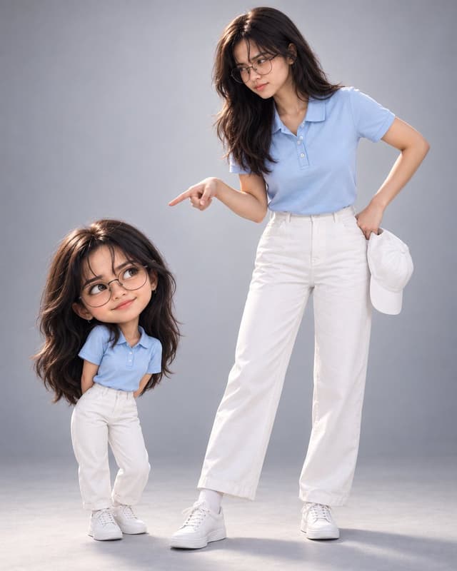 Product Marketing - Woman With Matching 3D Bobblehead — output
