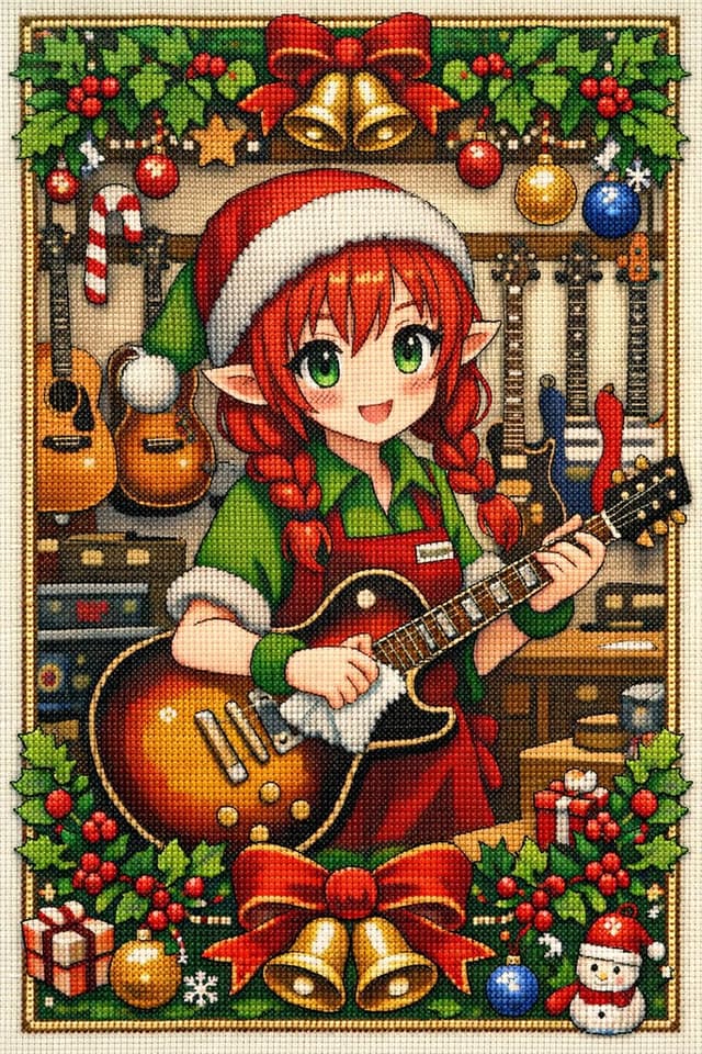 Anime Christmas Elf Cross-Stitch — output