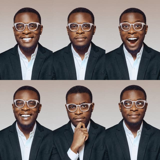 Profile / Avatar - Six-Expression Studio Headshot Grid — output