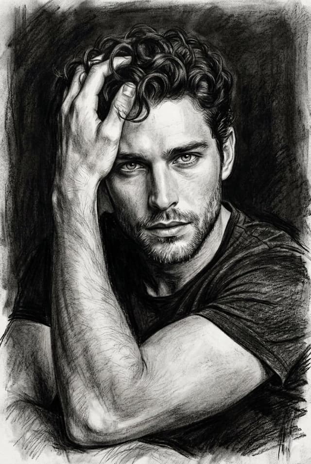 Profile / Avatar - Hyper-Realistic Charcoal Pensive Portrait — output