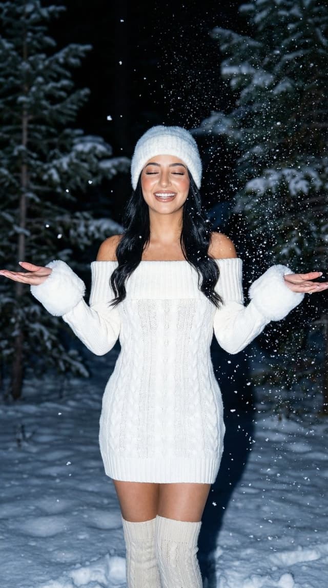 Product Marketing - Hyperrealistic Winter Night Flash Portrait Prompt — output
