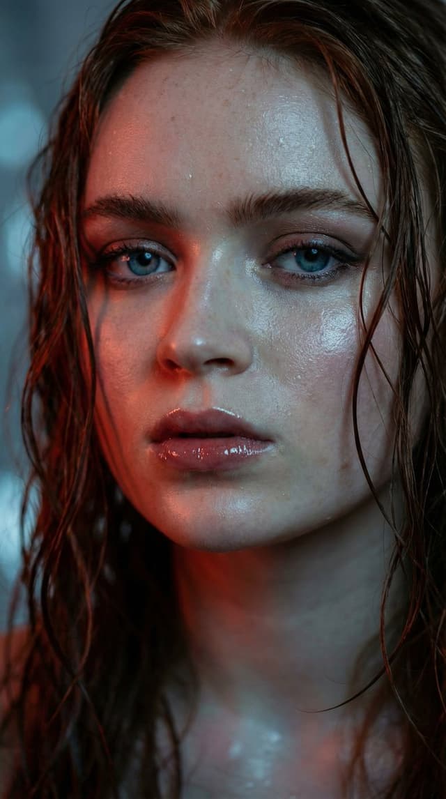 Hyper-realistic Macro Portrait of Anya Taylor-Joy with Wet Hair — output