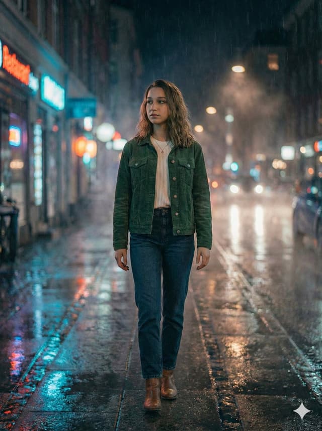 Moody Cinematic Night Rain Portrait (JSON) — output