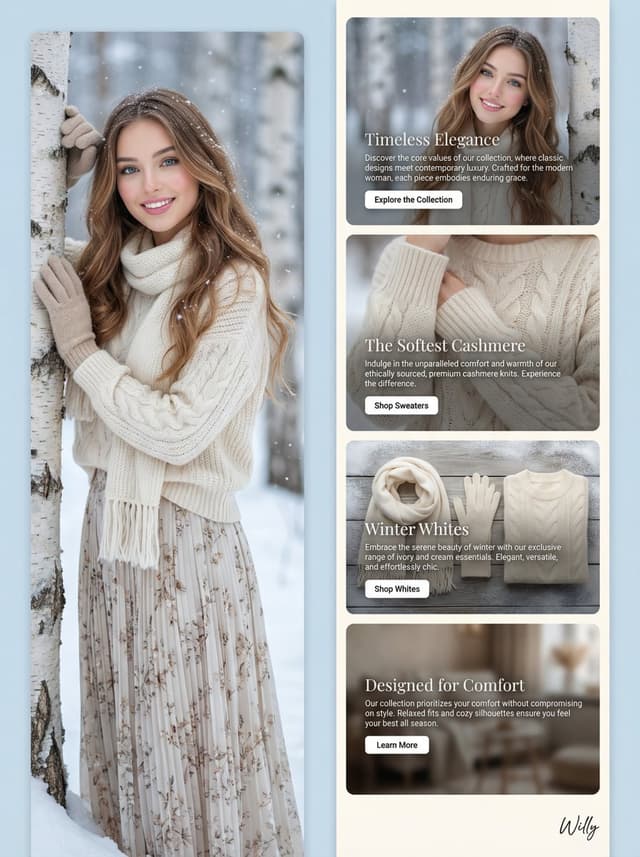 Winter Fashion Landing Page Design and Editorial Image — output