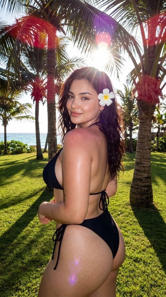Profile / Avatar - Black Bikini Tropical Lawn Selfie Vibe — output