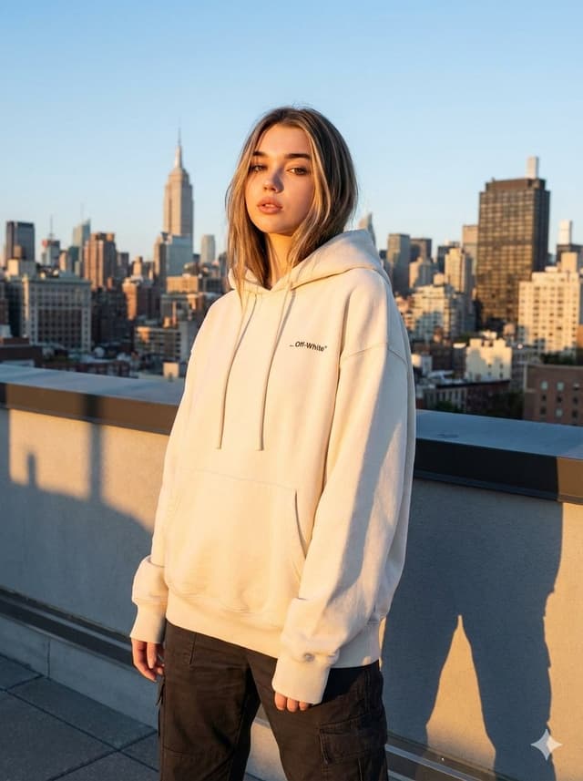 JSON Prompt for Editorial Fashion Photography on a Rooftop — output
