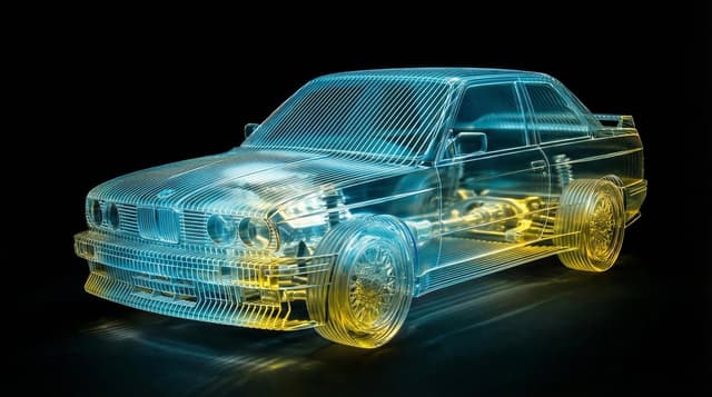 E-commerce Main Image - Transparent Layered Glass Supercar Sculpture Prompt — output