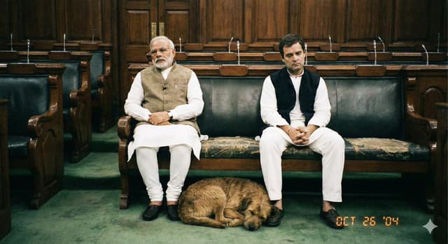 Bored Indian Politicians with a Tired Dog — output