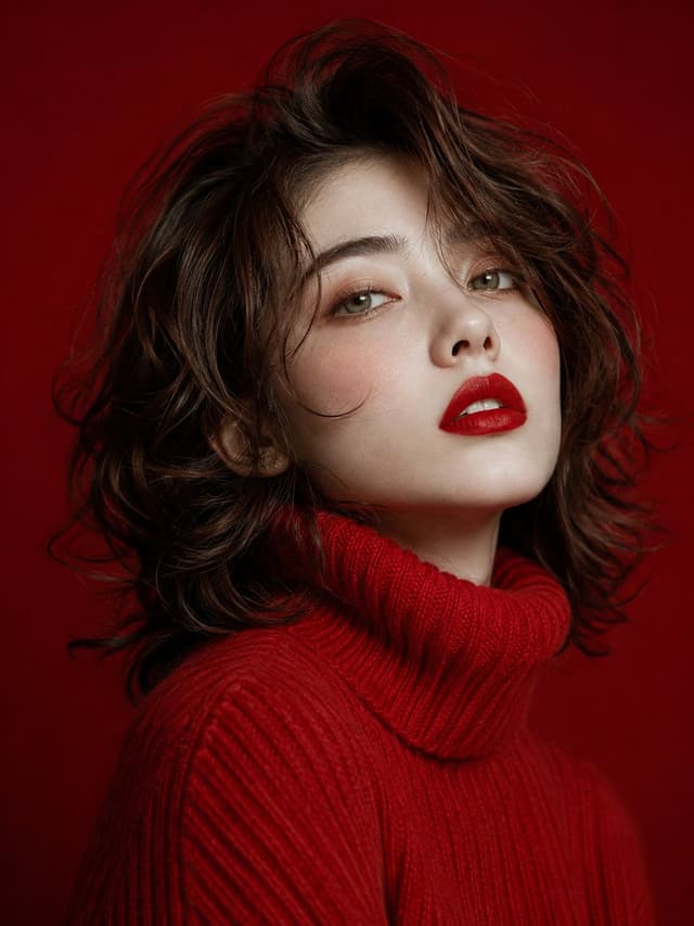 Profile / Avatar - Glamorous Red Turtleneck Portrait — output