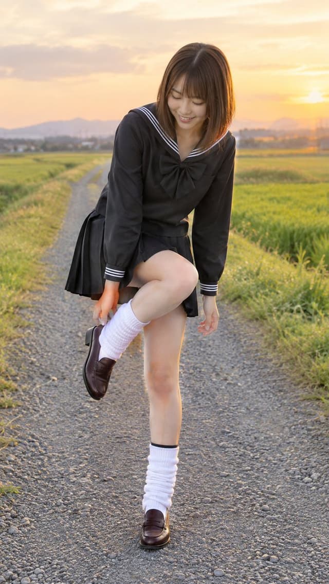 Profile / Avatar - Girl Looking at Shoe on Country Road