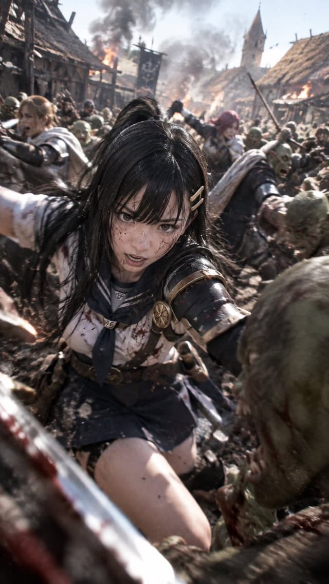 YouTube Thumbnail - Realistic Anime Warrior in Medieval Battle — output