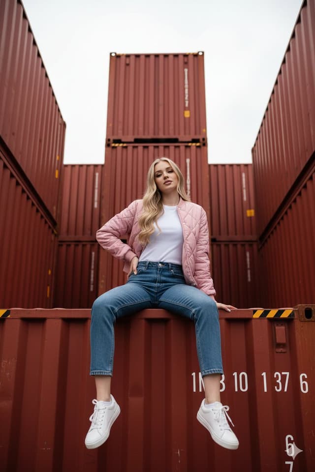 Industrial Shipping Container Streetwear Portrait Prompt — output