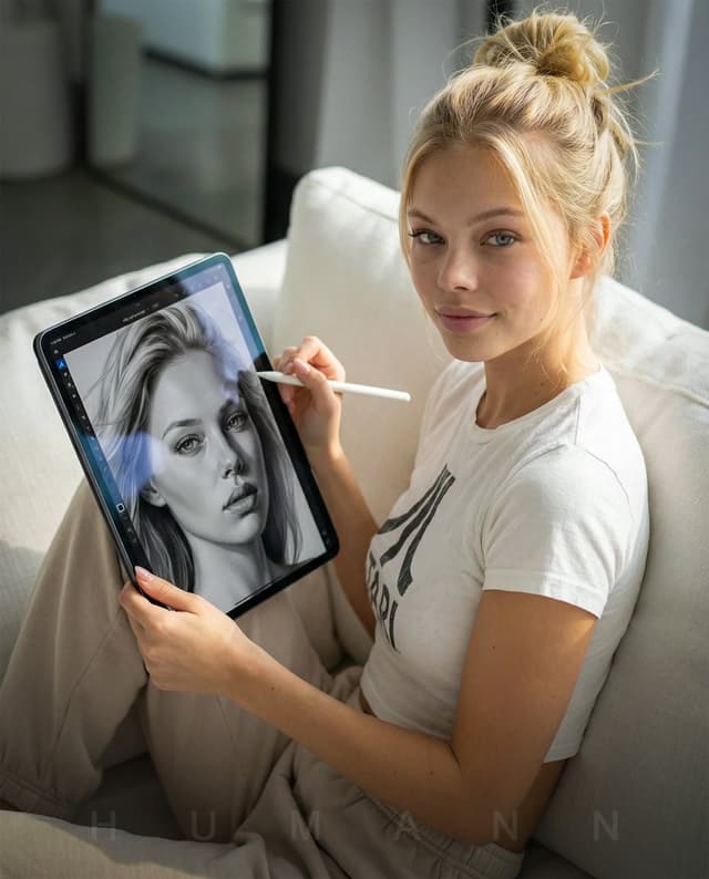 Photorealistic Self-Portrait Drawing with Reference Images — output