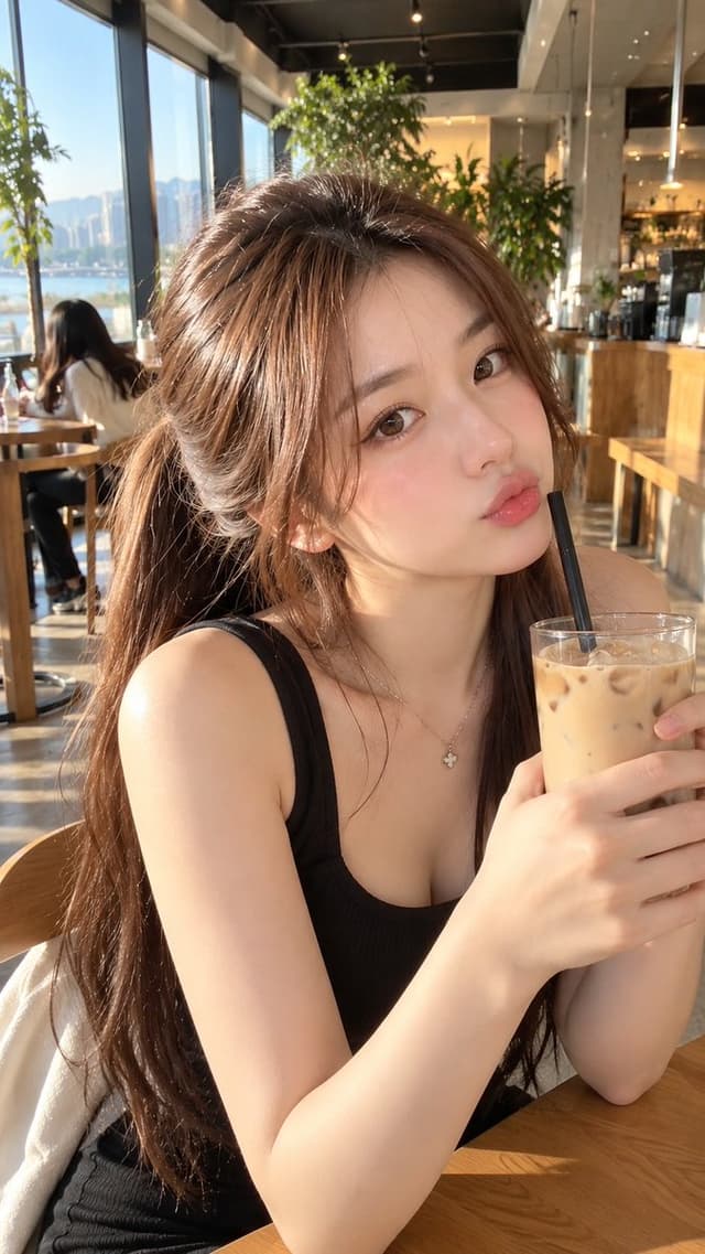 Profile / Avatar - Korean Girl Selfie in Cafe — output