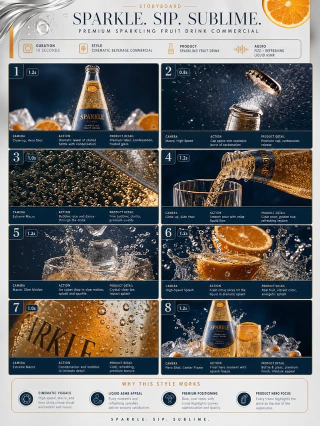 Comic / Storyboard - Premium Fruit Drink Storyboard — output