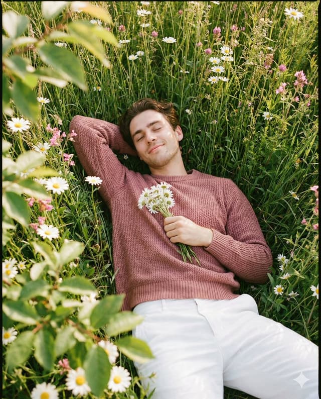 Romantic Top-Down Portrait in a Wildflower Meadow — output