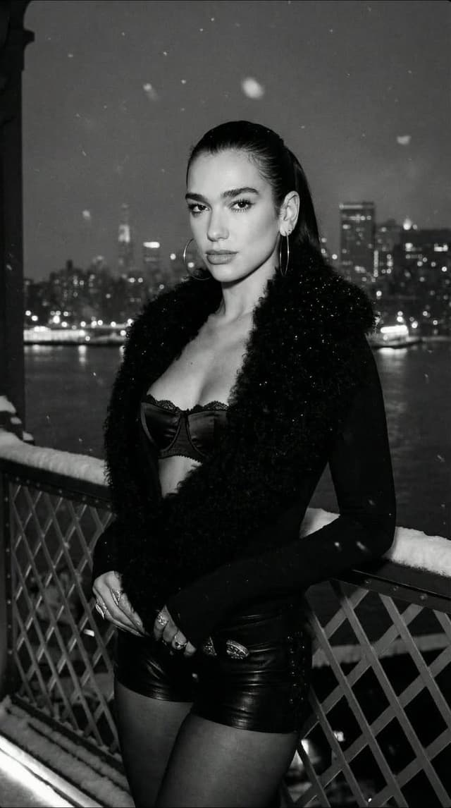 Product Marketing - Dua Lipa Black and White Cinematic Editorial Prompt — output