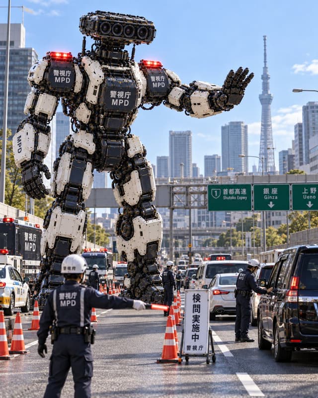 YouTube Thumbnail - Tokyo Police Giant Robot Checkpoint — output
