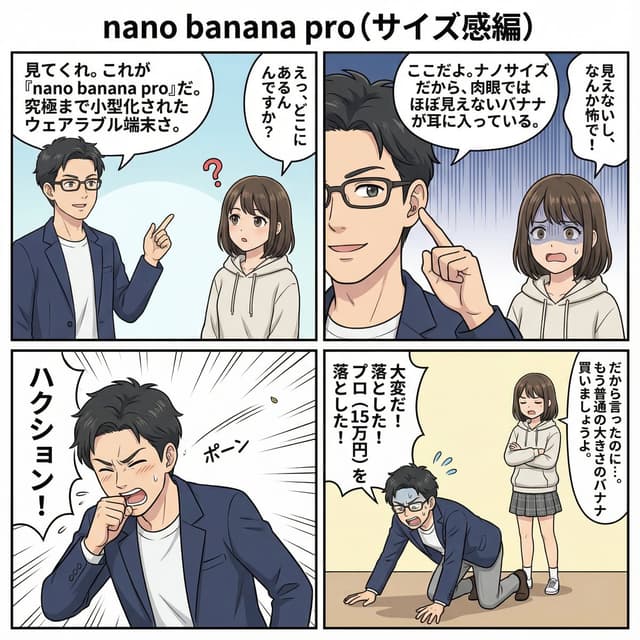 4 types of 4‑panel manga about Nano Banana Pro — output