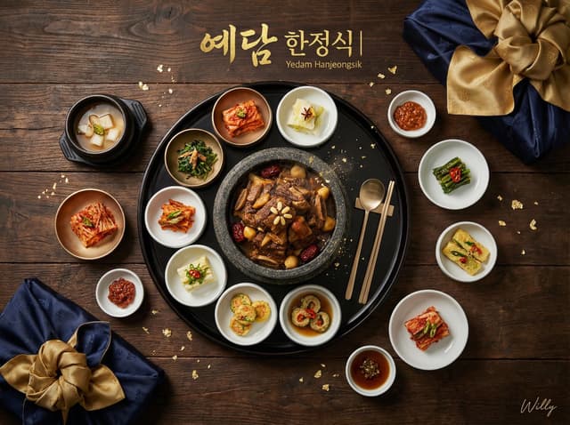 Luxury Korean Hanjeongsik Food Advertisement Prompt — output