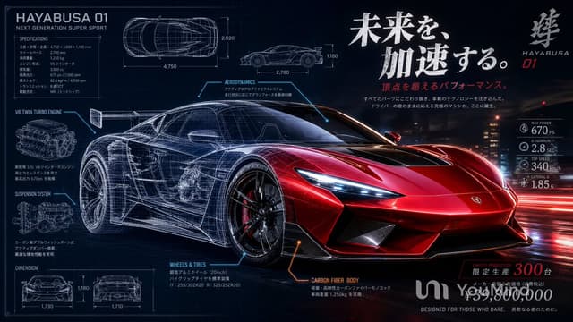 Infographic / Edu Visual - Japanese Hypercar Blueprint Poster — output