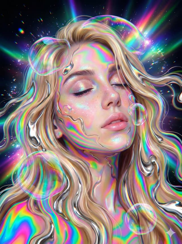 Social Media Post - Surreal Psychedelic Iridescent Portrait — output