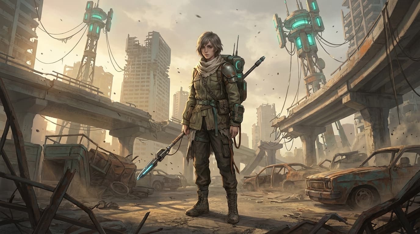 Approved Ashfall Relay character reused in a new ruined-city environment