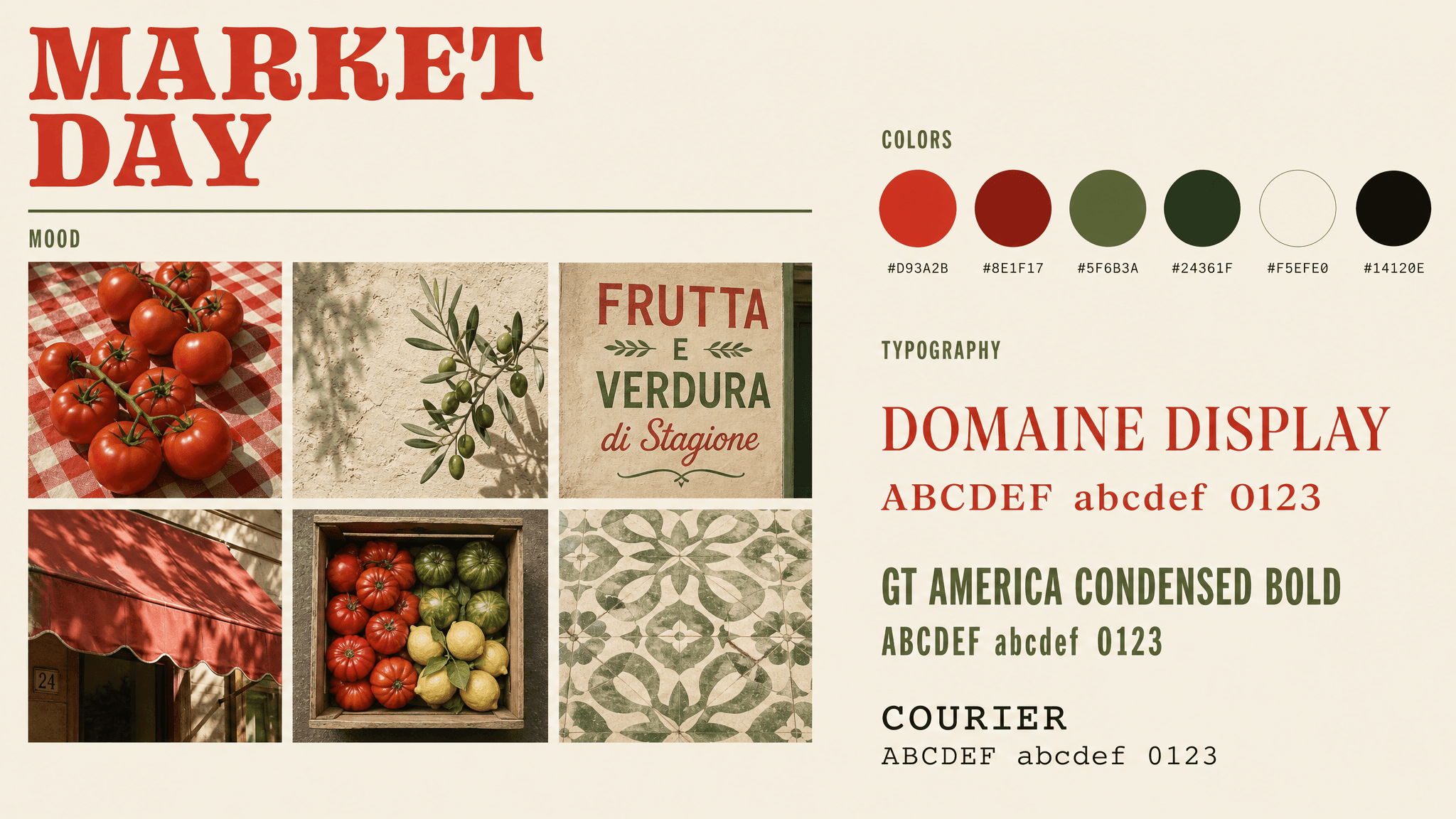 market day mood board examples